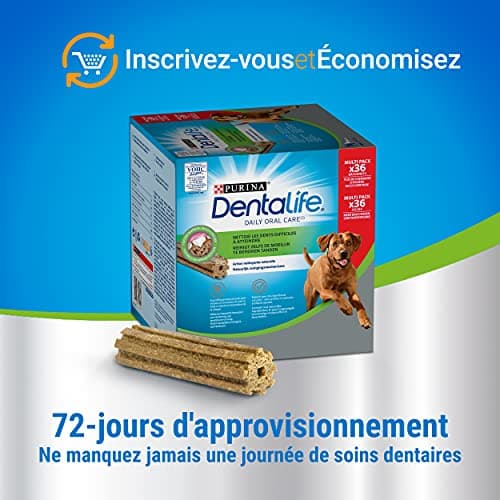 DENTALIFE | Friandise à mâcher pour Chien Adulte de Grande Taille | Action nettoyante naturelle | Nettoie les dents difficiles à atteindre, Aide à combattre la mauvaise haleine | Sachet | 72 Bâtonnets