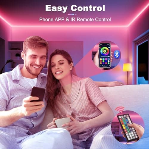 Ruban LED, 10M Flexible RGB Bande LED Decoration Chambre, Bluetooth App Contrôle Synchroniser avec Rythme de Musique, Led Chambre pour Gaming Room, Plafond, Mariage, Fête, Cuisine, TV, Bureau