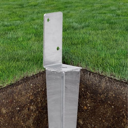 Support de poteau universel à enfoncer L (70 x 700) - Galvanisé à chaud - Douille à enfoncer pour poteau de clôture - En acier argenté