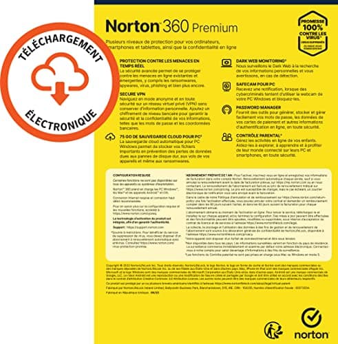 Norton 360 Premium 2025 |10 Appareils | 12 mois | Téléchargement