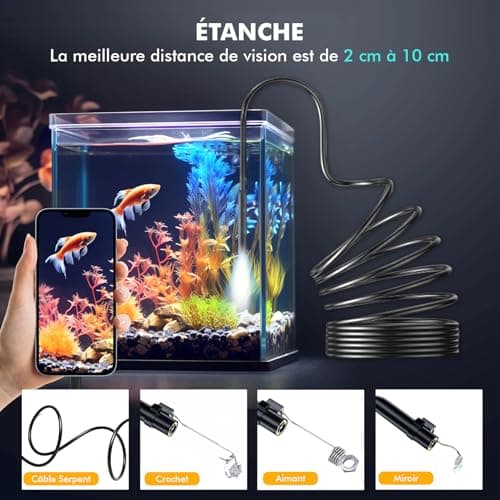 Lovcoyo Endoscopique Caméra d'inspection de Serpent 1920P, 3 en 1 USB Camera Endoscopique, Endoscopique Type C de portée avec 8 lumières LED pour Smartphone Android et iOS, iphone, iPad, (16,5 FT/5M)