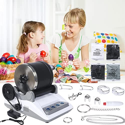 Rock Tumbler Kit, Set Professionnel Gobelets En Pierre Tambour Polissage Tambour Pierre Ponceuse à Pierre Rock Polisher For Children And Adults 7 Jours Fonction ChronoméTrage 4 Types Poudre Polissage
