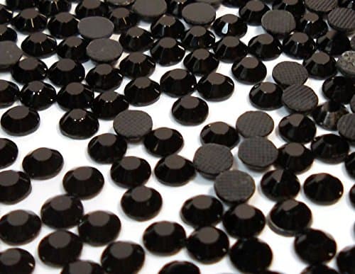Perlin - Lot de 1440 strass Hotfix noirs, jet, 6 mm SS30, thermocollant, Hotglue, strass en verre, strass 475 x 2