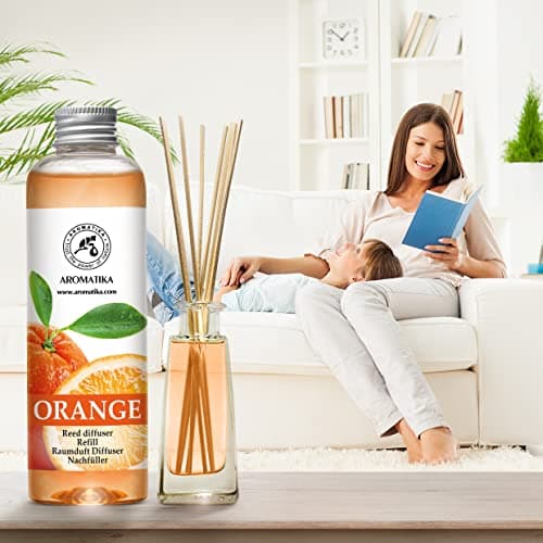 Recharge Diffuseur de Parfum 200ml - Arôme Orange - À L'Huile D'Orange Essentielle Naturelle - Fragrance Fraîche et Durable