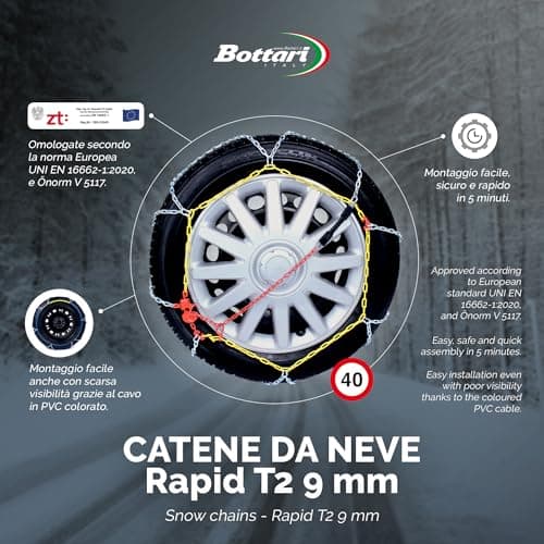 Bottari [Goodyear] 18833 "Rapid T2" Chaines à neige 9 mm, Taille 130, Compatibles ABS et ESP
