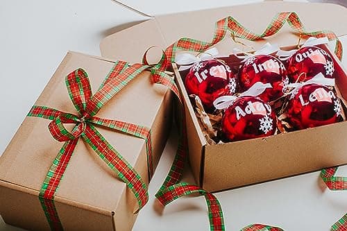 Boule de Noël personnalisée prénom ou texte au choix, decoration de sapin rouge, 5 pièces. Boules de noël Olesea
