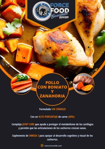 FORCEFOOD Gourmet Junior Nourriture sans céréales pour chiots, poulet à la dinde, saumon, patate douce et carotte 2 kg