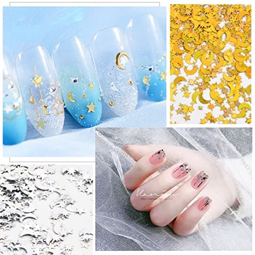 Vesaneae 30g/4000pcs Confettis de Table Étoile et Lune Holographique, Métalliques Feuille Étoiles Table Confetti, Mini Paillettes Feuille Confettis, pour Anniversaire Mariage Fête Décoration (Argent)