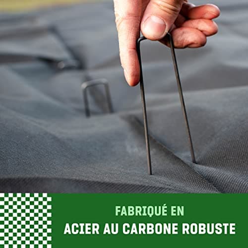 GardenGloss Piquets de Fixation en Acier (25 Pièces) - pour Toiles de Paillages et de Jardinage, Grillage et Filets - 150 mm de Long, 25 mm de Large, Ø 2.7 mm