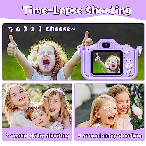 Appareil Photo Enfant 3-12 Ans, 48MP Appareil Photo 1080P Vidéo HD Appareil Photo Enfant Rechargeable Caméscope, Cadeau Jouet Filles Garçons 3 4 5 6 7 8 9 10 Ans, 32G SD Carte et Licorne Étui Silicone