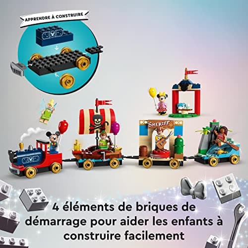 LEGO 43212 Disney Le Train en Fête Disney, Jouet Enfants 4 Ans avec Vaiana, Woody, Peter Pan et Les Wagons de la Fée Clochette Plus Mickey et Minnie Mouse, 100ème Anniversaire Disney