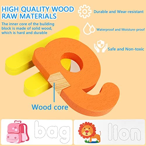 Puzzle Alphabet en Bois Enfant Jouet Bebe Montessori ABC Puzzles Chiffre Lettre Jeu pour Apprendre Lettres a Lire Jeux Educatif 3 4 5 6 Ans Tableau Apprentissage Lecture pour Bébé Garcon Fille