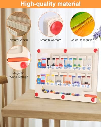 Jeux Labyrinthe Magnetique Enfant,Jouet à Partir de 3-6 Ans Jeu de Motricité Jeu Magnétique,Jouets en Bois Jouets éducatifs pour Enfants Jouets pour Apprendre Les Couleurs Et Les Chiffres Jeux De Tri