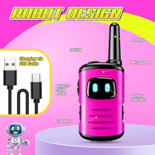 Cadeau Fille 3 4 5 6 7 8 9 10 Ans, Talkie Walkie Enfants Rechargeable Jouet Enfant 3-10 Ans Fille, Cadeaux pour Fille 3-10 Ans Toki Walki Jouet Fille 3-10 Ans