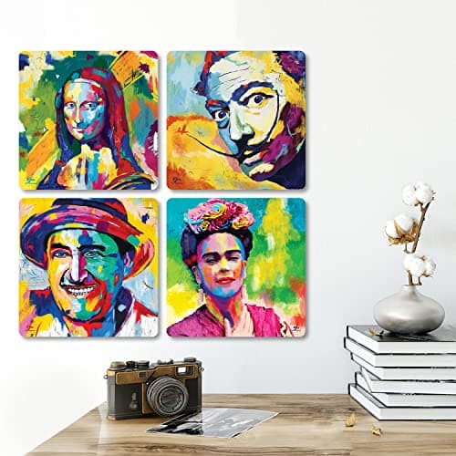 Giallobus - 4 carrés Multi-Panneaux - Personnages célèbres - Collection 2 - Bois MDF - 29,7x29,7 - x 4 pièces