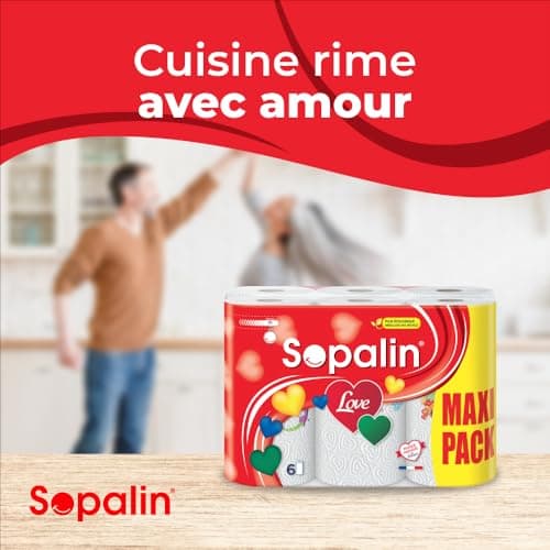 Sopalin Love – x3 Rouleaux – Triple épaisseur – Décors originaux – Emballage 80% plastique recyclé – Papier certifié FSC® Mixte (C017535)