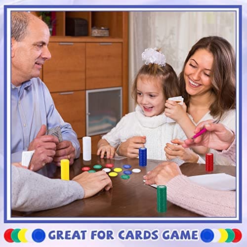 Skylety 1000 Pièces Jetons de Poker en Plastique Jetons de Jeu en Vrac 5 Couleurs Carte de Compteur pour Jeux Enfants Apprentissage de Compte Math Jeton Vierge de Jeu de Bingo, 0,86 Pouce