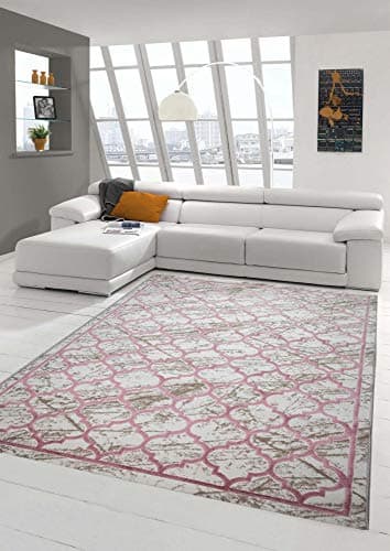 Teppich-Traum Tapis Designer Tapis Moderne Motif marocain en Beige Rose Größe 80x150 cm