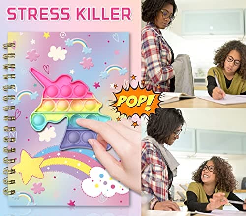 Journal intime Fille avec Stylo, Pop It Spirale Carnet Secret Fille Cadeau