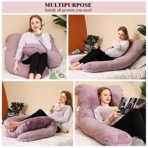 Chilling Home Coussin de Grossesse,Coussin Allaitement en Forme de U en Velours Amovibl, Coussins de Maternité et Corps pour Dormir,Violet