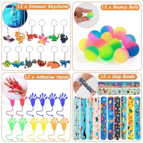 TAIXING 94 Pcs Cadeau Anniversaire Enfants Invites, Petit Cadeau Anniversaire Enfant Pinata Party Favors, Jouet Anniversaire Enfant Invite avec Tatouage Enfant, Balle Rebondissantes, Porte-Clés