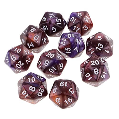 Sharplace 10pcs Dés Chiffres 20 Faces Dice D20 Accessoires pour Jeux de Rôle Bar Club (Café Violet)
