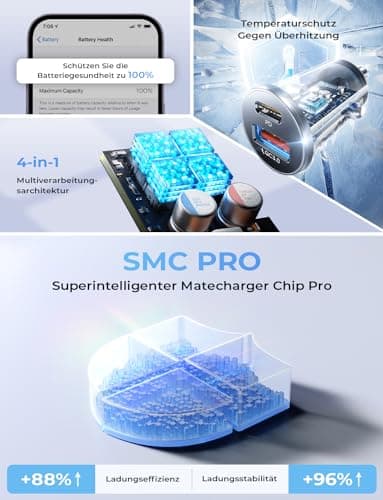 LISEN Chargeur allume-cigare USB C 54 W PD & QC3.0 Chargeur de voiture USB Adaptateur allume-cigare 12 V Adaptateur USB C vers C/Lightning pour Samsung S24 iPad iPhone 16 Pro 15
