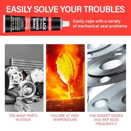 Mastic d'étanchéité pour moteur noir, 85 g, silicone haute température jusqu'à + 343 °C, mastic de culasse, mastic d'étanchéité pour pot d'échappement, mastic d'étanchéité en silicone pour réparation