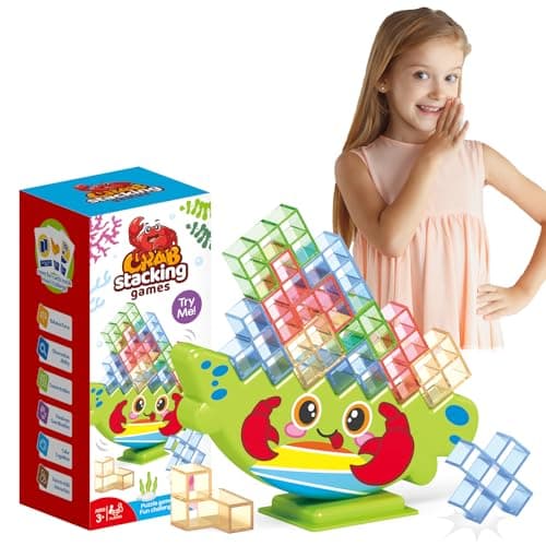 Lktvys Tetra Tower Crabe, Jeu d'Équilibre Montessori, Jouet pour Filles et Garçons 3 Ans +, Nouveau Modèle Innovant, Cadeau Fille 3-8 Ans, Jeux de Société pour Développer Patience et Concentration