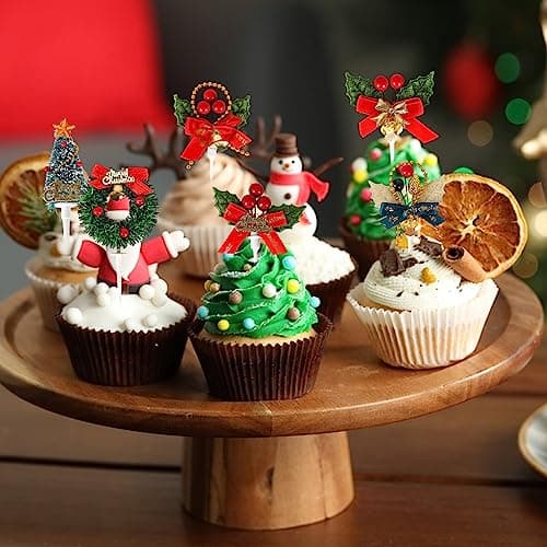 13Pcs Noël Topper de Gâteau Décorations de Gâteau, Décorations de Gâteau de Noël pour Noël Cupcake Toppers Arbre De Noël Renne Gâteau Bougie DIY Craft, écorations De Gâteau