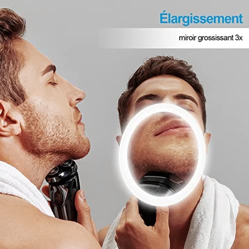 Heilmetz Miroir Salle de Bain 80 x 60 cm, Miroir Salle de Bain avec eclairage, Interrupteur Tactile, Anti-buée, Horloge, Bluetooth, Miroir LED avec Loupe 3X, Fonction Mémoire, IP44