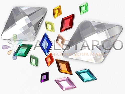 Allstarco 11x18mm Flat Back Diamond Acrylic Rhinestones Plastic Gems for Jewelry Making Costume Jewels Cosplay Embelishments - 35 Pieces (Green Emerald h106)