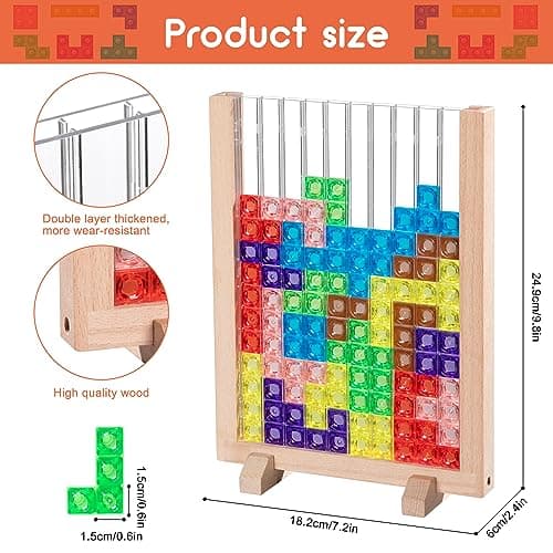 Montessori Puzzle Enfant 3 4 5 Ans, Tetris Tangram Puzzle Jigsaw Acrylique Jouets d'Entraînement Cérébra Jouets éducatifs Cadeaux pour Tout-Petits Garçons et Filles