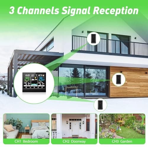 jely Station Meteo Interieur Exterieur Sans Fil avec Capteur Thermomètre Hygromètre LCD Écran Couleur avec Alerte Température Météo Prévisions DCF Radio Phase de la Lune Snooze Réveil