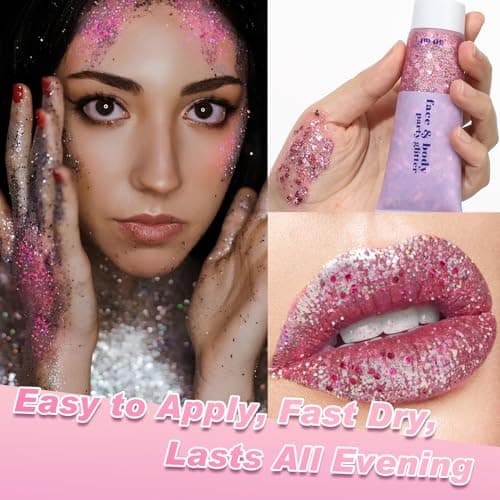 Gel Pailleté Pour Le Corps, Paillettes Rose Pour Le Visage, Lotion Scintillante Holographique, Gel Pour Le Visage Et Le Corps Pour Les Yeux, Les Cheveux, Les Ongles, L'art DIY, Maquillage (50ml)