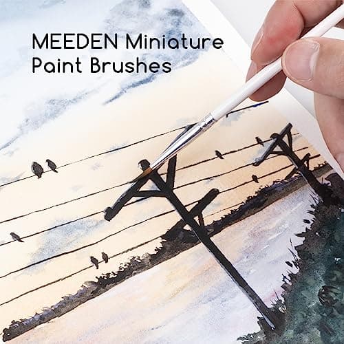 MEEDEN Lot de 2 pinceaux de Peinture de détail – 12 pinceaux Miniatures pour Les détails Fins et la Peinture Artistique – Acrylique, Aquarelle, Huile – Miniatures, modèles, Kits d'avion