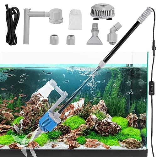 Weigudoc 6 en 1 Aspirateur Aquarium Electrique, Kit de Nettoyage de Gravier, Réservoir à Poisson Changeur d'eau Filtre pour Changement d'eau et Lavage Sable