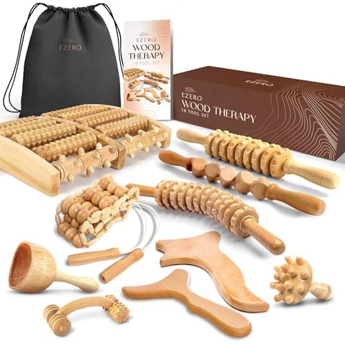 Ezero Maderotherapie Kit Complet Cellulite 10 Pièces - Kit Maderotherapie Complet - Palper Rouler Anti Cellulite, Rouleau Massage Anti Cellulite - Drainage Lymphatique - Maderotherapie Ventre