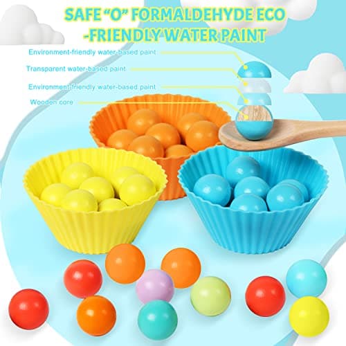 Jouets Éveil Montessori Perles Jeu de Tri Formes et Couleurs Jeux Motricité Fine Jouet Perle Montessori Jouets en Bois Bebe 3 4 5 6 Ans Enfants Cadeau Anniversaire pour Garçon Fille