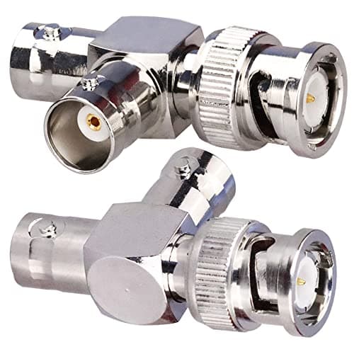 TUOLNK BNC mâle à double fiche femelle BNC en forme de T Connecteur triple en T Adaptateur séparateur coaxial 3 voies pour systèmes de sécurité/câble coaxial/appareils sans fil Pack de 2