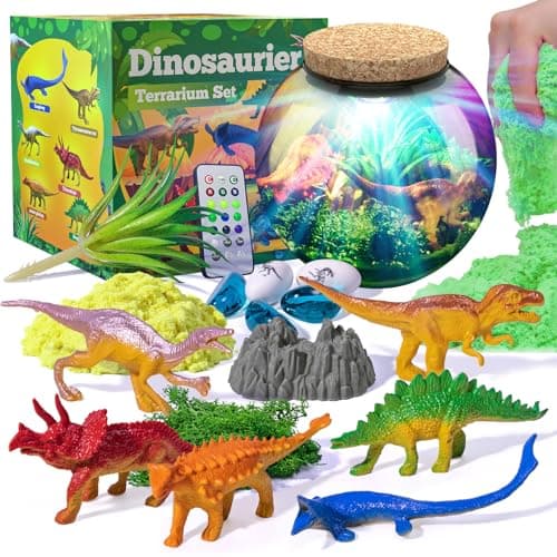 ONLYFUN Dinosaure Terrarium Set pour Les Enfants - Cadeau d'anniversaire pour Les garçons Filles 4, 5, 6, 7, 8-12 Ans, Jouets de Dinosaure, Ensemble d'artisanat, Noël Pâques Cadeaux Enfants.