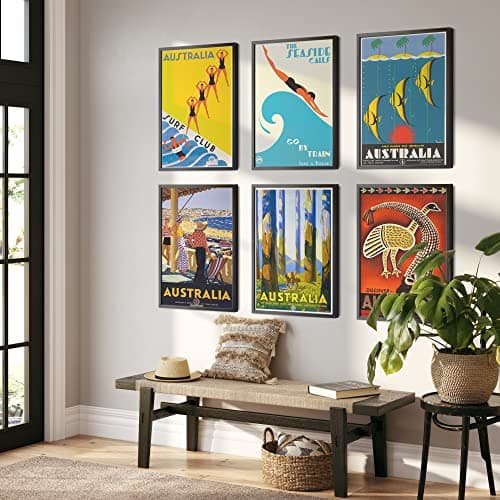 Set of Travel Posters 6 Australian Vintage Travel Posters Travel Prints Travel Wall Art Set of Prints Australian Travel Poster Travel Art (21cm x 30cm)