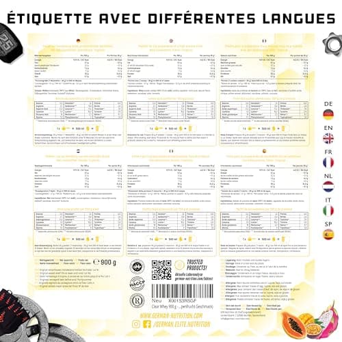 Clear Whey Isolate Protein Shake - Shake protéiné fruité & rafraîchissant - Isolat de protéines de lactosérum de haute qualité (900g, Tropical)