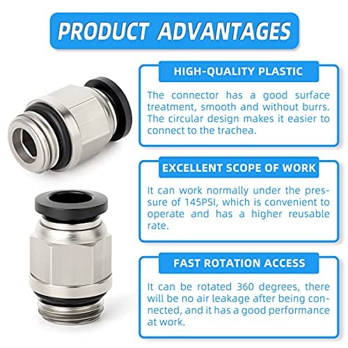 ERGAOBOY 10 Pz Maschio Stragiht 4mm Tubo OD x 1/4" BSP Filettatura Connettore Rapido Con Raccordi Ad Anello Di Tenuta (PC4-02)