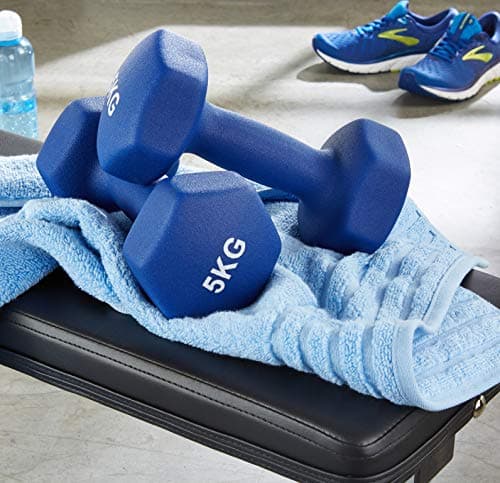 Amazon Basics Paire d'haltères en néoprène,10kg, 2 x 5 kg, Bleu