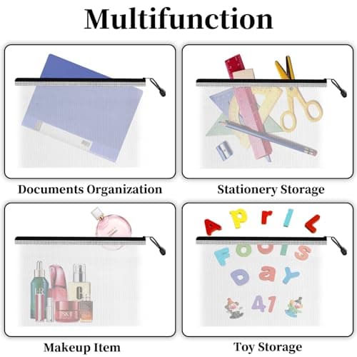 20 Pcs Pochette Document A4, pochette rangement PVC Mesh, Transparentes Document Dossier Étanche Sac Plastique Zip, Pour Voyage Fournitures Bureau, Pochette Zip Cosmétique