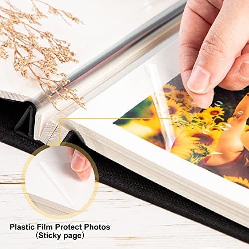 Lanpn Album Photo Autoadhesif Scrapbooking, Album Photo Adhesif Magnétique en Lin avec stylos et Autocollants pour 10x15 13x18 cm A5 (Petites-20 feuilles/40 Pages, Beige)