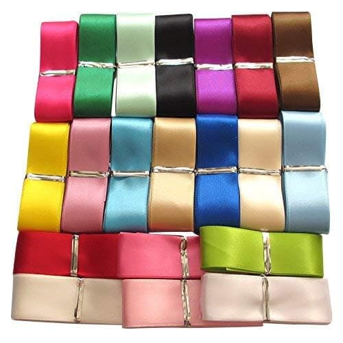 Chenkou Craft Ruban en polyester 18 m x 2,5 cm - 20 couleurs assorties - Mélange de lots