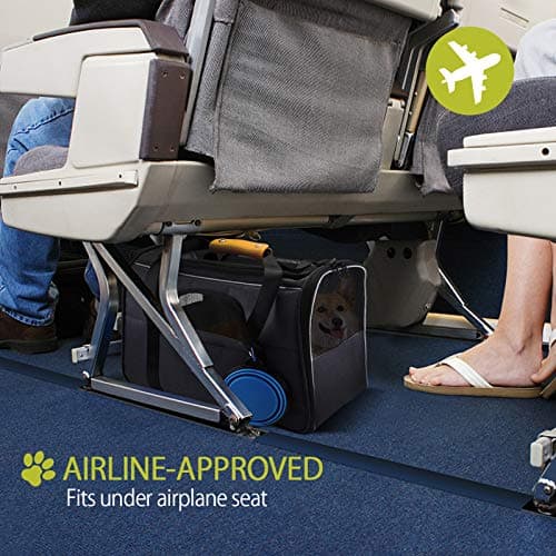 Morpilot Sac Transport Chat Chien, Caisse de Transport Chat Respirant et Pliable Cage Transport Chat avec Matelas en Peluche Amovible + Bol (Accepté au Maximum 15lbs/7kg,44 * 31 * 34cm)