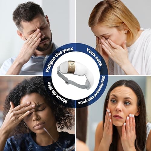HubiCare Hem-5 Premium Eye Massager avec chaleur et vibration pour les yeux secs et détendre la fatigue oculaire, les cernes et améliorer le sommeil (blanc)